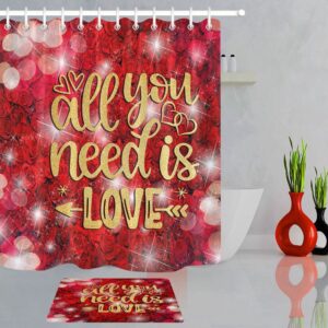 Valentine Shower Curtain, Valentines Day Rest Roses…