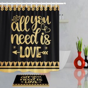 Valentine Shower Curtain Valentines Day Shower Curtains All You Need Is Love Bathroom Decoration Husband Gift Wife Gift Idea 1 ikfuct.jpg