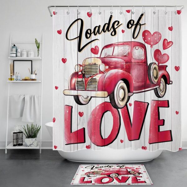 Valentine Shower Curtain, Valentines Day Shower Curtains Loads Of Love Bathroom Curtains Bathroom Decoration Gift For Couples