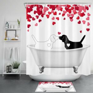 Valentine Shower Curtain, Valentines Dog Couple Shower…