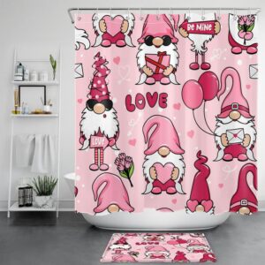Valentine Shower Curtain, Valentines Gnome Love Shower…
