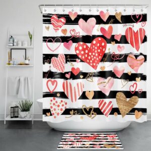 Valentine Shower Curtain, Valentines Hearts Shower Curtain…
