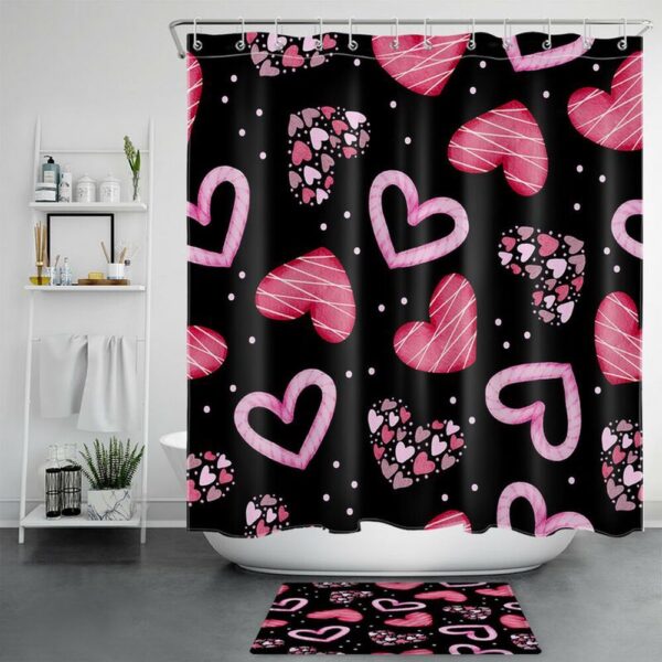 Valentine Shower Curtain, Valentines Hearts Shower Curtains Bathroom Decor Romancecore Bathroom Home Decor