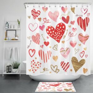 Valentine Shower Curtain, Valentines Hearts Shower Curtains…