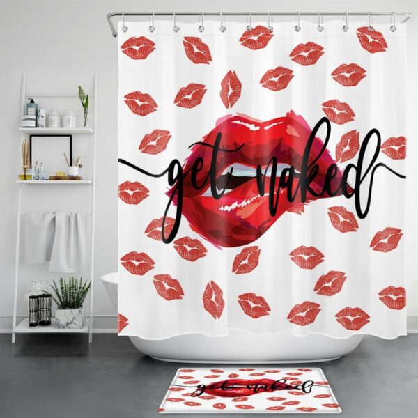 Valentine Shower Curtain, Valentines Lipstick Shower Curtains Valentine Sweet Bathroom Set Bathroom Decor Gift For Parents