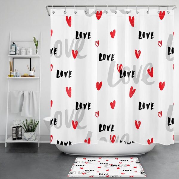 Valentine Shower Curtain, Valentines Love Valentine Hearts Shower Curtains Valentine Bathroom Decor Valentine Gift