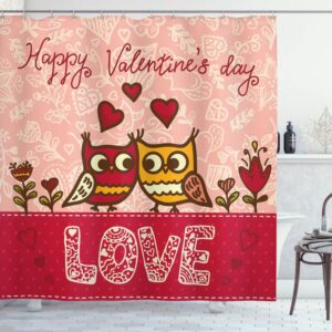 Valentine Shower Curtain, Valentines Owl Couple Shower…