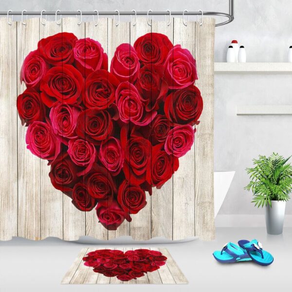 Valentine Shower Curtain, Valentines Red Roses Shower Curtains Valentine Love Romantic Bathroom Decor Valentine Gift Idea