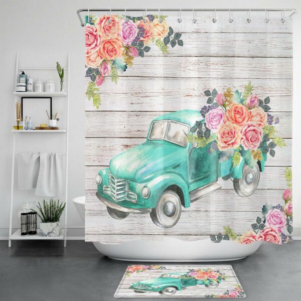Valentine Shower Curtain, Valentines Roses Shower Curtains Happy Valentine Bathroom Set Valentine Bathroom Decor Gift For Couples