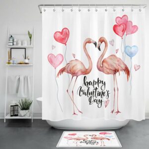 Valentine Shower Curtain, Valentines Shower Curtains Flamingo…