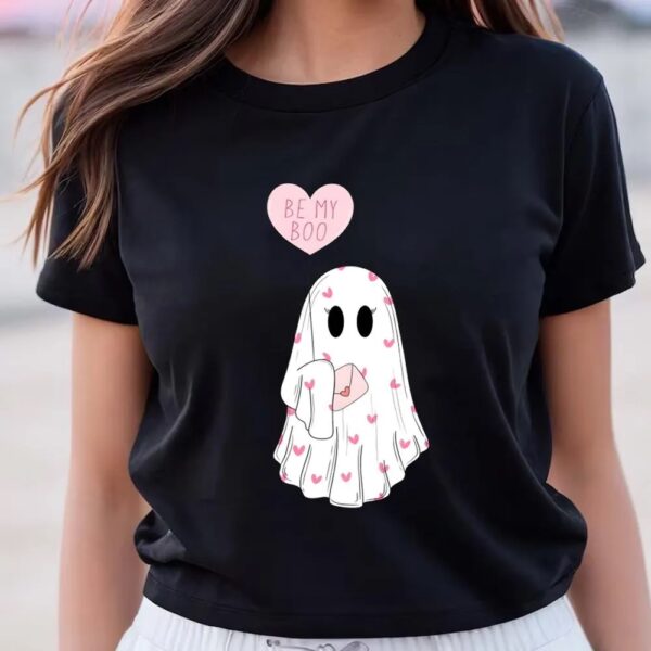 Valentine T-Shirt, Be My Boo Valentines Ghost With Balloon Valentines Day T-Shirt, Valentine Day Shirt