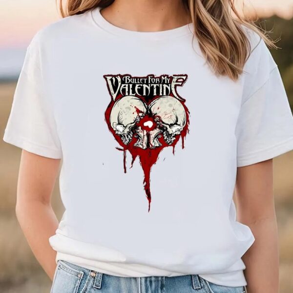 Valentine T-Shirt, Bullet My Valentine Skull And Red Blood T-Shirt, Valentine Day Shirt