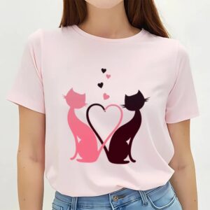 Valentine T-Shirt, Couple Cat With Heart Happy…