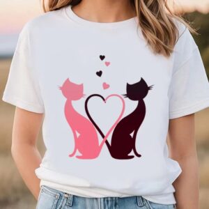 Valentine T Shirt Couple Cat With Heart Happy Valentine Day T Shirt Valentine Day Shirt 2 zgxzus.jpg