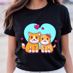 Valentine T-Shirt, Couple Of Dog Cartoon Valentine…