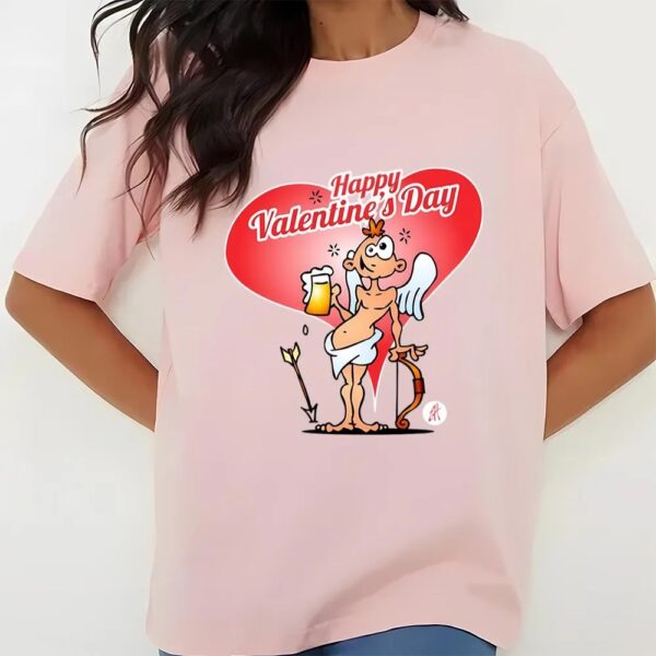 Valentine T-Shirt, Cupid With A Beer Valentine’s Day T-Shirt, Valentine Day Shirt