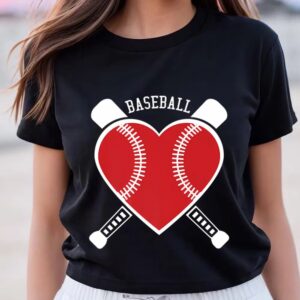 Valentine T-Shirt, Cute Baseball Heart Valentines Day…