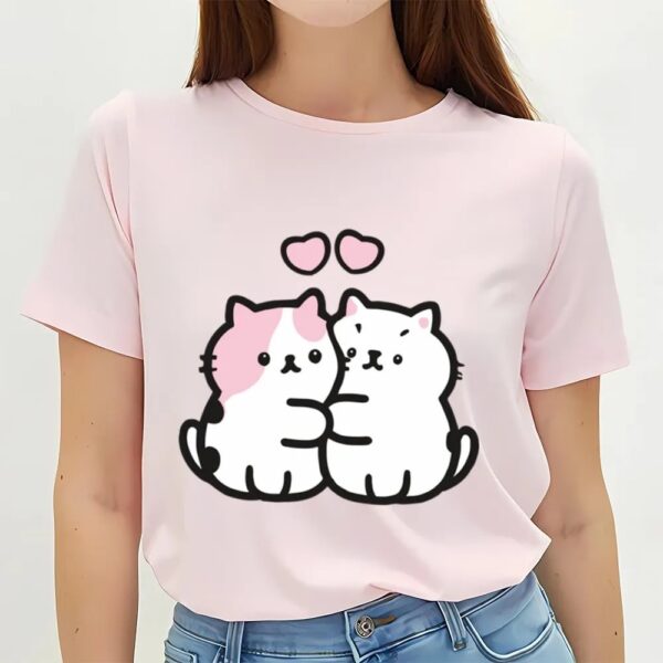 Valentine T-Shirt, Cute Cartoon Cat Couple Valentine T-Shirt, Valentine Day Shirt