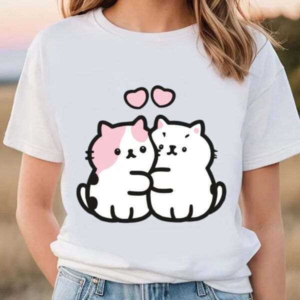 Valentine T-Shirt, Cute Cartoon Cat Couple Valentine T-Shirt, Valentine Day Shirt