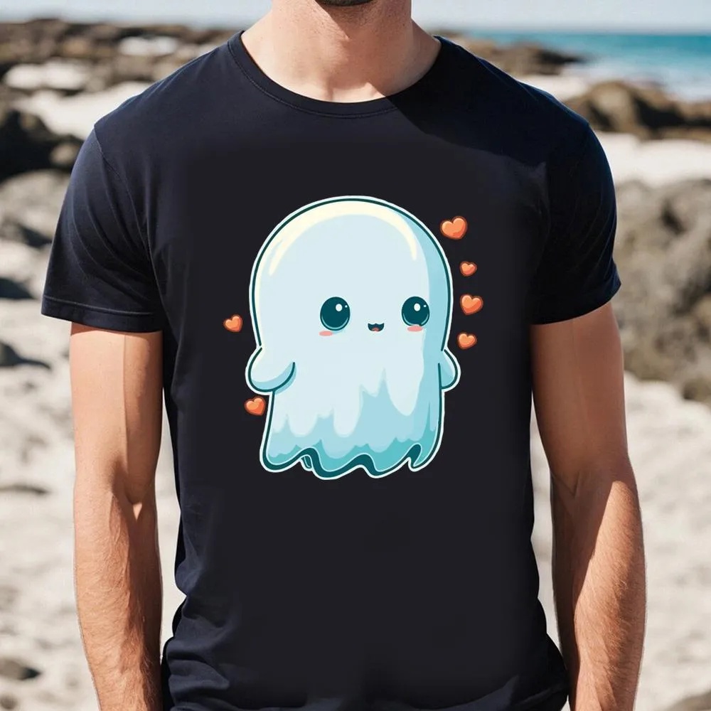 Valentine T-Shirt, Cute Ghost Character And Hearts Valentine T-Shirt, Valentine Day Shirt