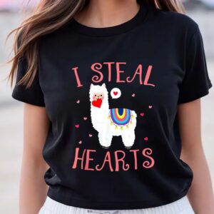 Valentine T-Shirt, Cute Llama Alpaca I Steal…