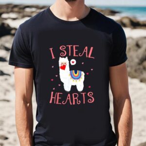 Valentine T Shirt Cute Llama Alpaca I Steal Hearts Valentine s Day T Shirt Valentine Day Shirt 2 peaour.jpg