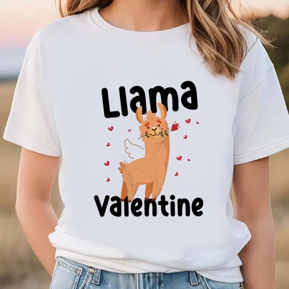 Valentine T-Shirt, Cute Llama Valentine Day Shirt, Valentine Day Shirt