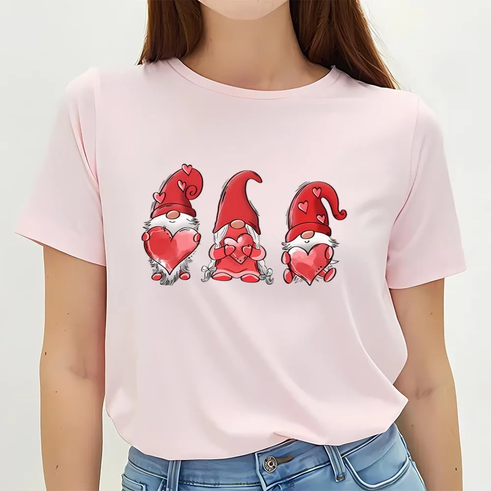 Valentine T-Shirt, Cute Love Heart Valentine Gnomes T-Shirt, Valentine Day Shirt