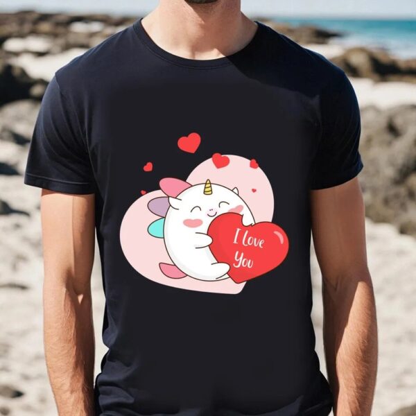 Valentine T-Shirt, Cute Lovely Unicorn Valentine T-Shirt, Valentine Day Shirt