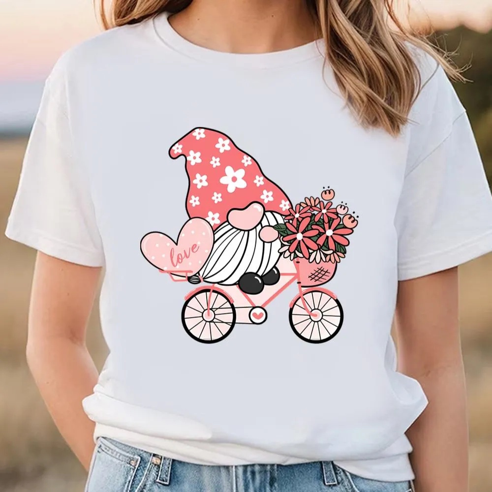 Valentine T-Shirt, Cute Sweet Pink Gnome Valentine T-Shirt, Valentine Day Shirt