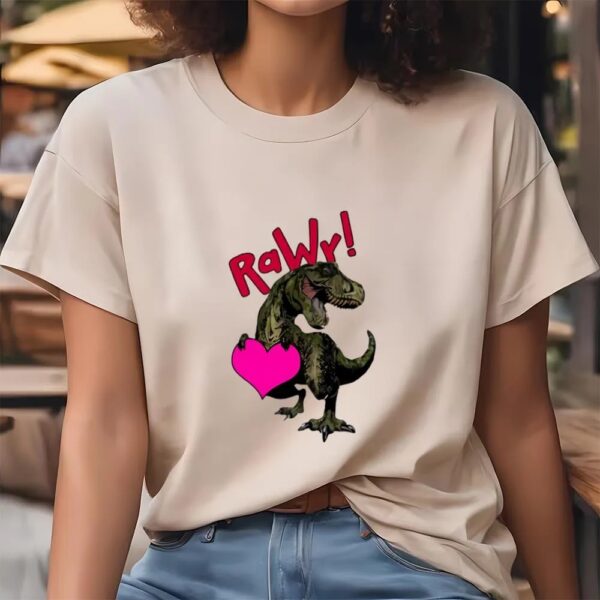 Valentine T-Shirt, Cute T-Rex Valentines Day Illustration T-Shirt, Valentine Day Shirt