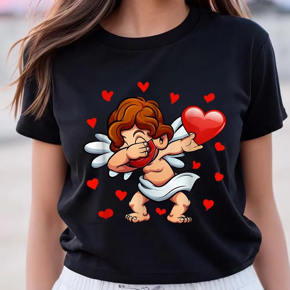 Valentine T-Shirt, Dabbing Cupid Face Mask Dab Dance Valentine Gifts T-Shirt, Valentine Day Shirt
