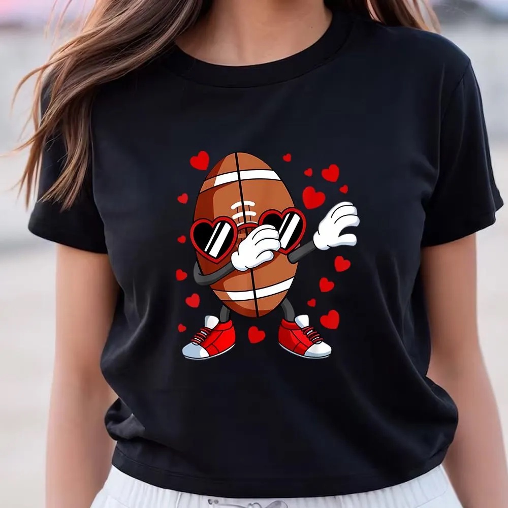 Valentine T-Shirt, Dabbing Football Heart Glasses Valentines Day On T-Shirt, Valentine Day Shirt