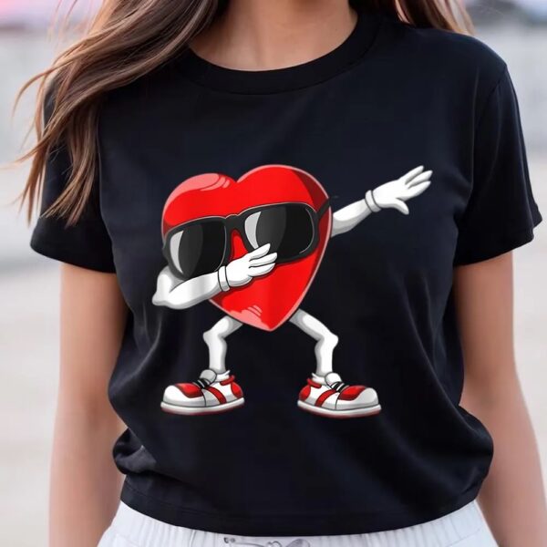 Valentine T-Shirt, Dabbing Heart Valentine Funny Valentines Day Girls Kids Boys Shirt, Valentine Day Shirt