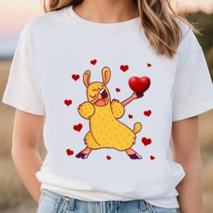 Valentine T-Shirt, Dabbing Llama Funny Valentine T-Shirt,…