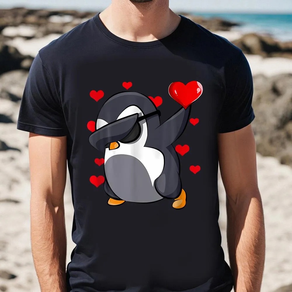 Valentine T-Shirt, Dabbing Penguin Dab Dance Valentines Day T-Shirt, Valentine Day Shirt