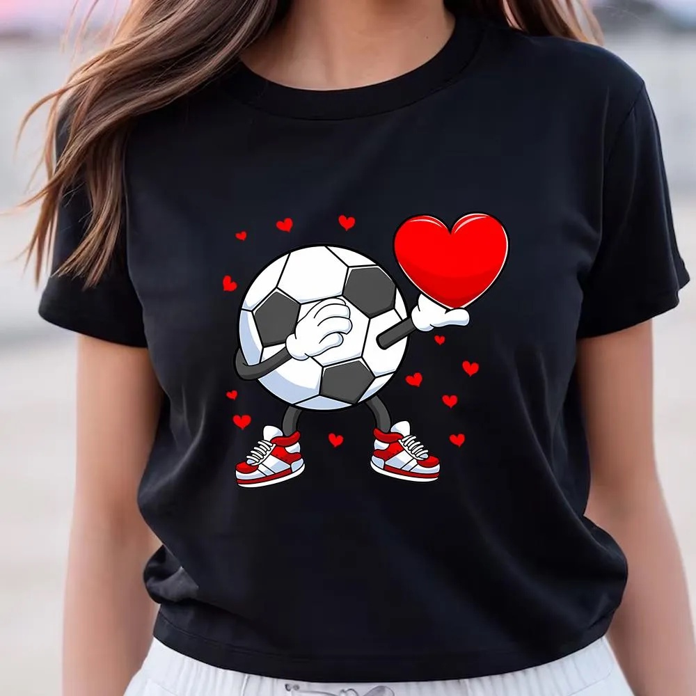 Valentine T-Shirt, Dabbing Soccer Heart Valentine’s Day Football Player Gift T-Shirt, Valentine Day Shirt