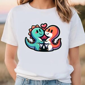 Valentine T-Shirt, Dinosaur Couple Cartoon Valentine T-Shirt,…