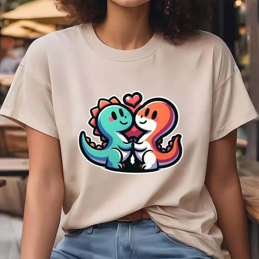 Valentine T-Shirt, Dinosaur Couple Cartoon Valentine T-Shirt, Valentine Day Shirt
