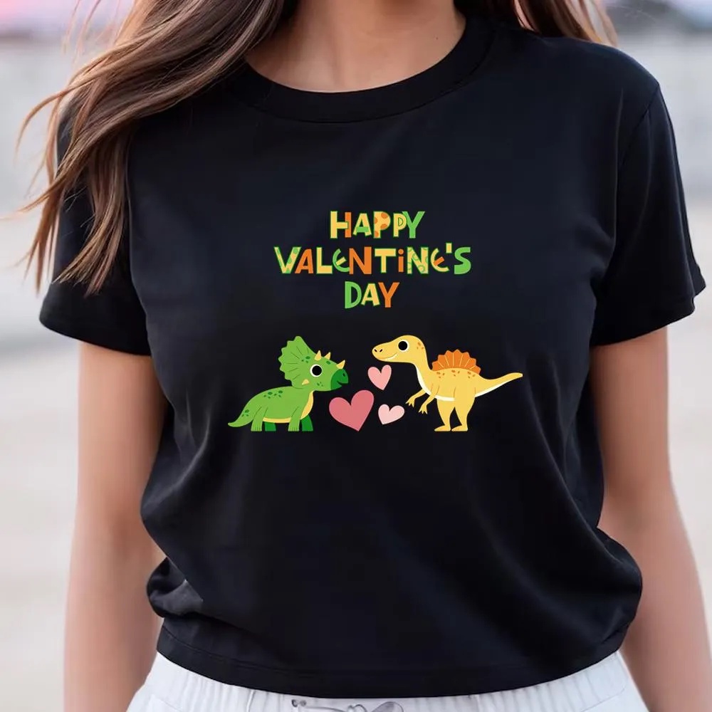 Valentine T-Shirt, Dinosaur Happy Valentines Day T-Shirt, Valentine Day Shirt