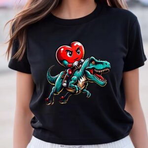 Valentine T-Shirt, Dinosaur Heart T-rex Valentines Day…