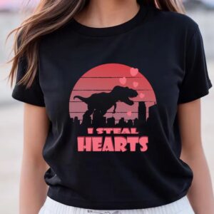 Valentine T-Shirt, Dinosaur I Steal Hearts Valentine…