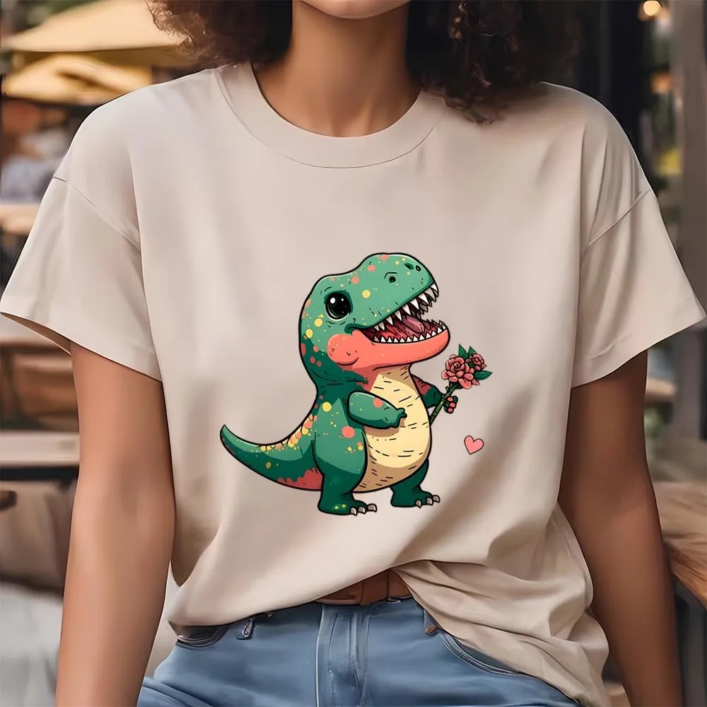 Valentine T-Shirt, Fatty Tiny T-Rex with Roses Valentine T-Shirt, Valentine Day Shirt