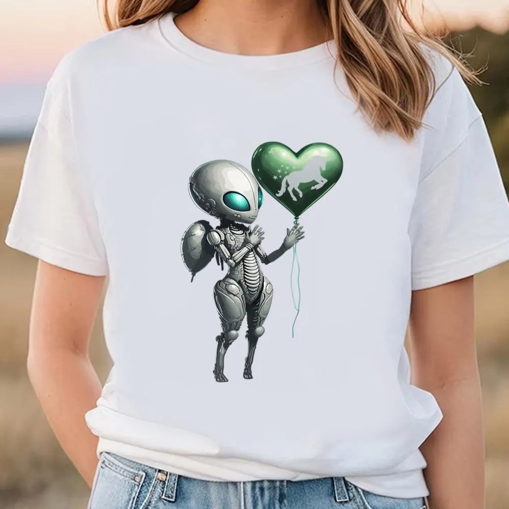 Valentine T-Shirt, Futuristic Alien Valentine Aliens Lover Robotic T-Shirt, Valentine Day Shirt