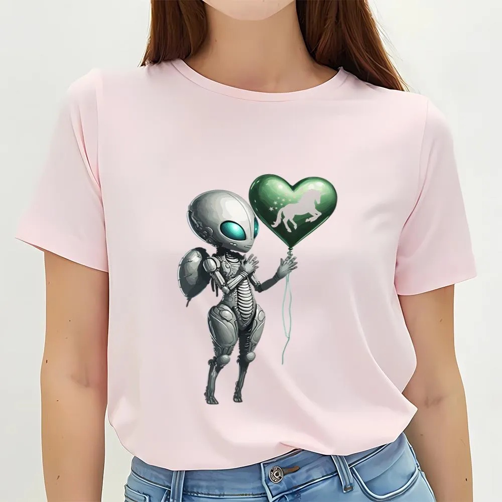 Valentine T-Shirt, Futuristic Alien Valentine Aliens Lover Robotic T-Shirt, Valentine Day Shirt