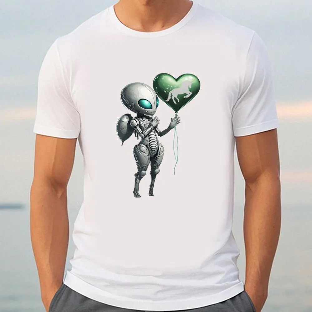 Valentine T-Shirt, Futuristic Alien Valentine Aliens Lover Robotic T-Shirt, Valentine Day Shirt
