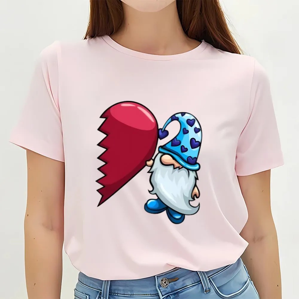 Valentine T-Shirt, Gnome Valentines Blue T-Shirt, Valentine Day Shirt
