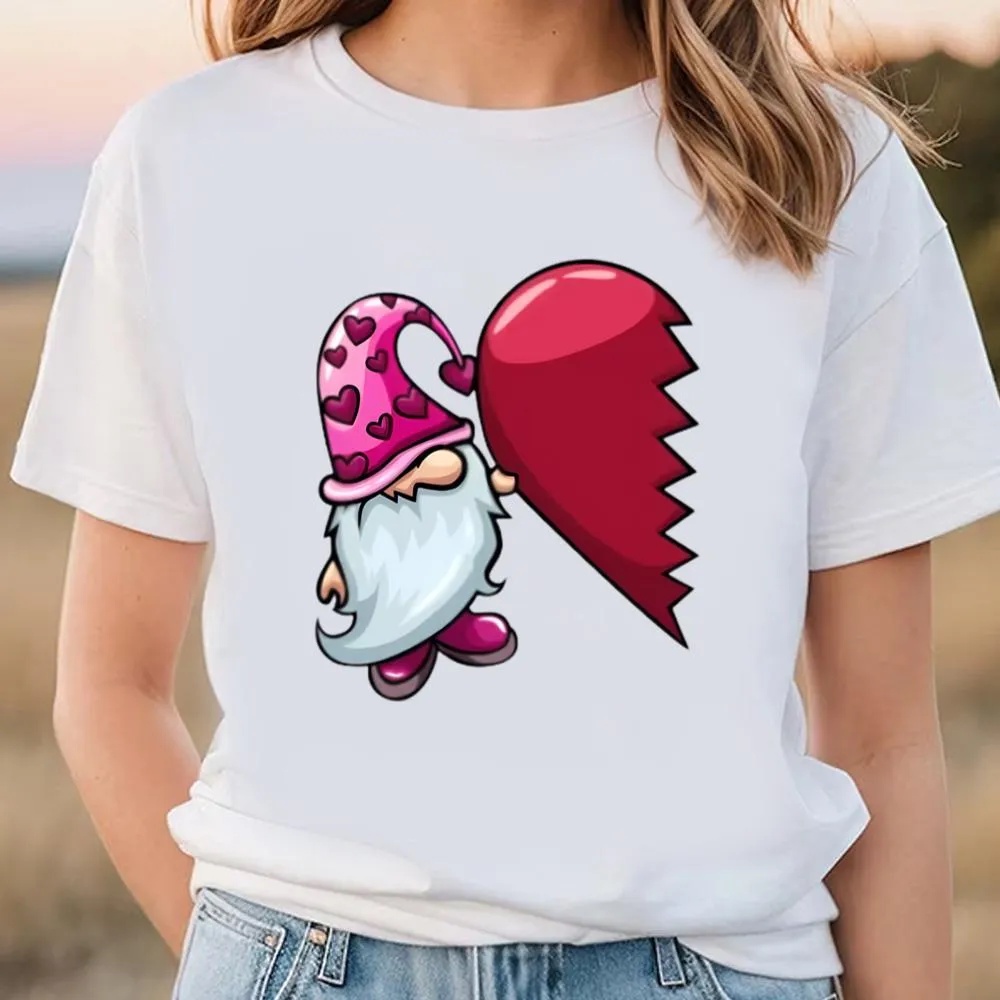 Valentine T-Shirt, Gnome Valentines Pink T-Shirt, Valentine Day Shirt