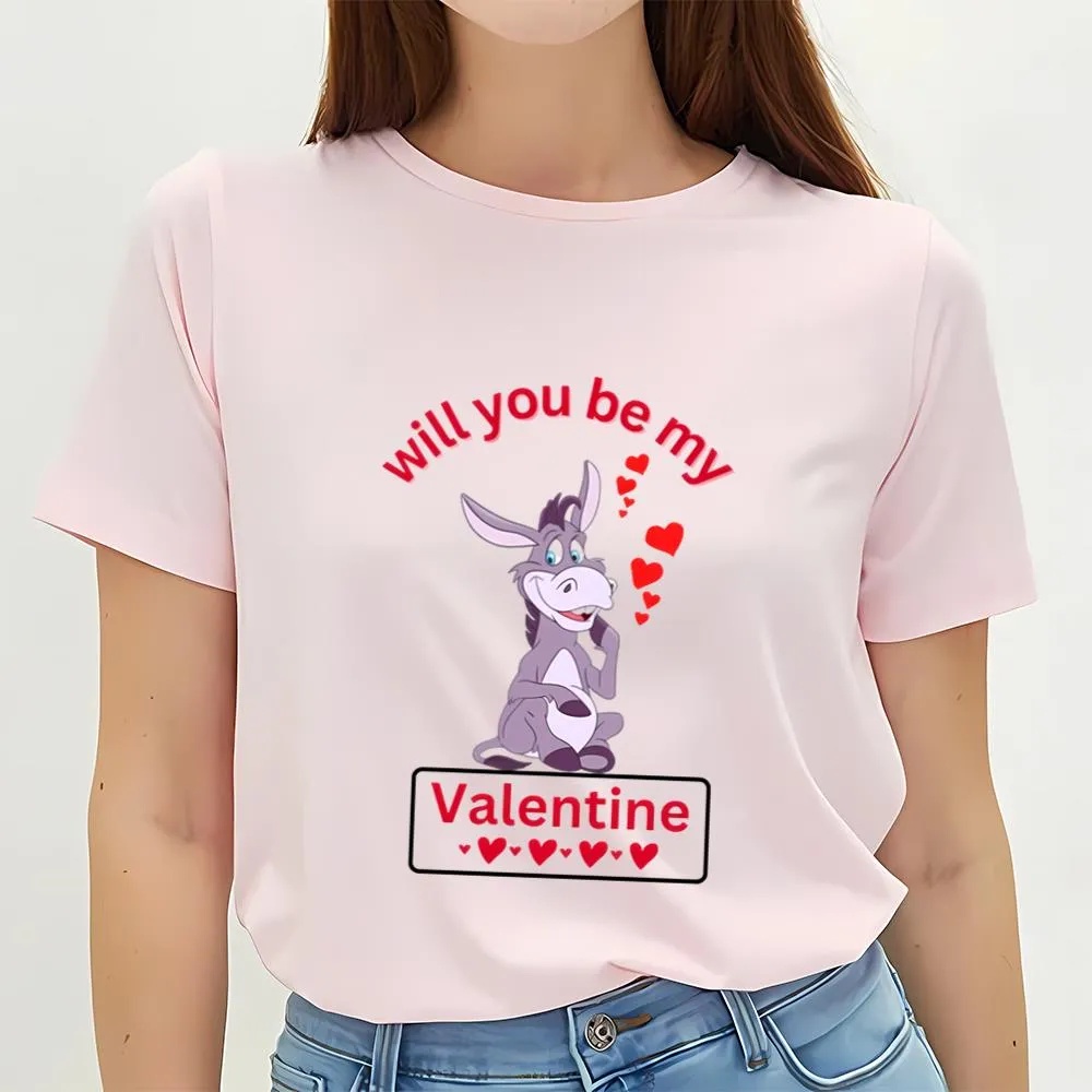 Valentine T-Shirt, Happy Valentine Day Donkey Will You Be My Valentine T-Shirt, Valentine Day Shirt