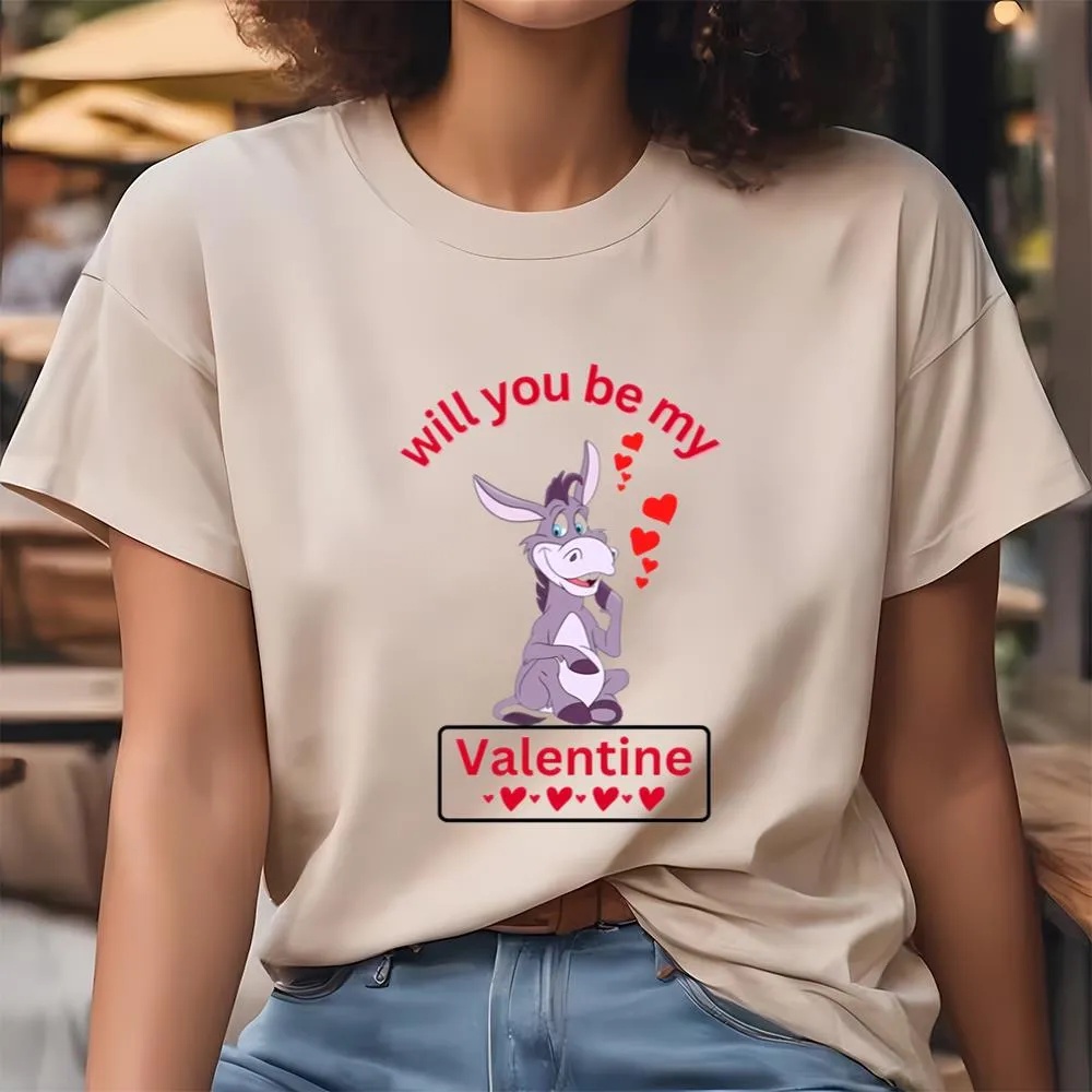 Valentine T-Shirt, Happy Valentine Day Donkey Will You Be My Valentine T-Shirt, Valentine Day Shirt